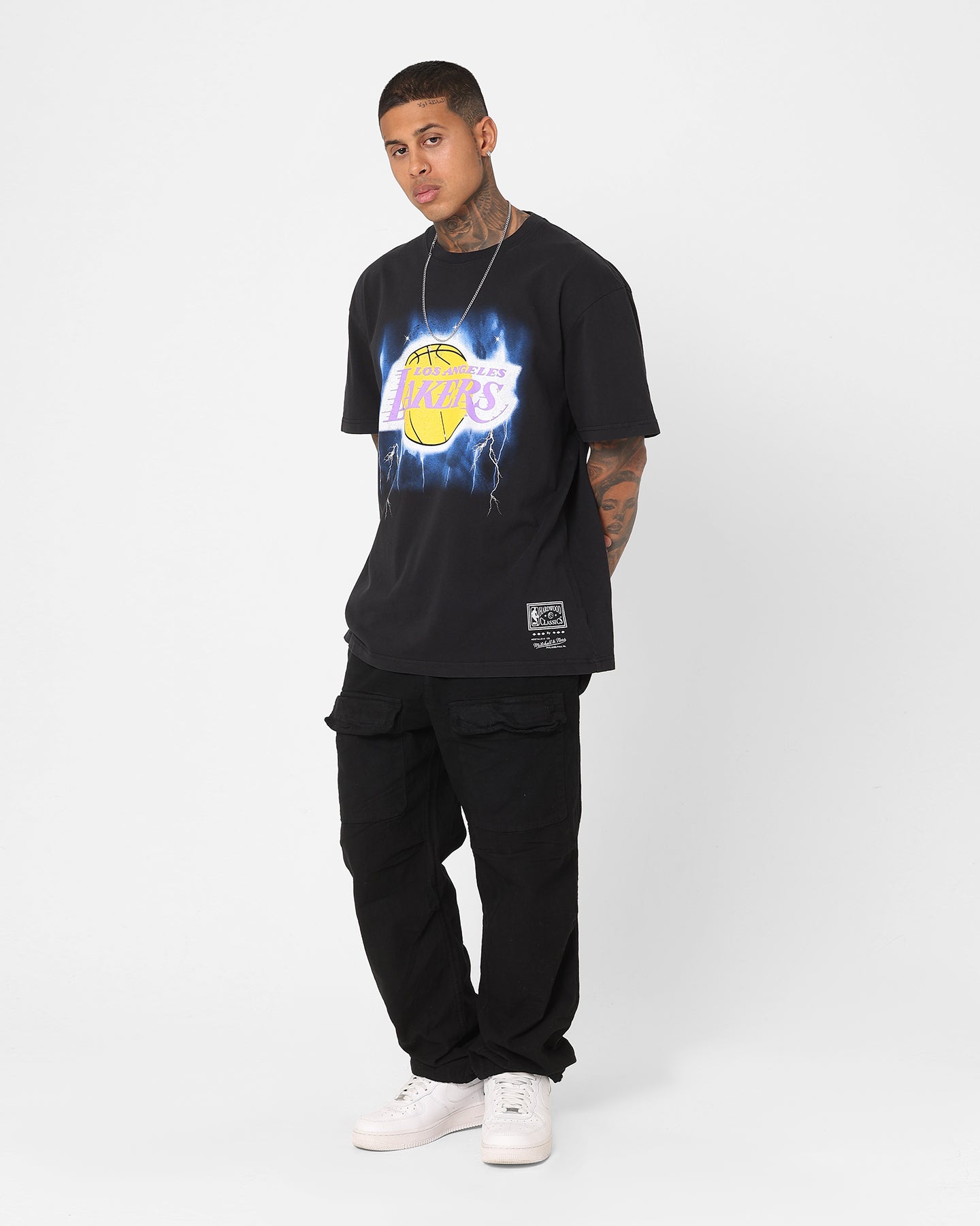 Mitchell & Ness Los Angeles Lakers Logo Lightning T-Shirt Black