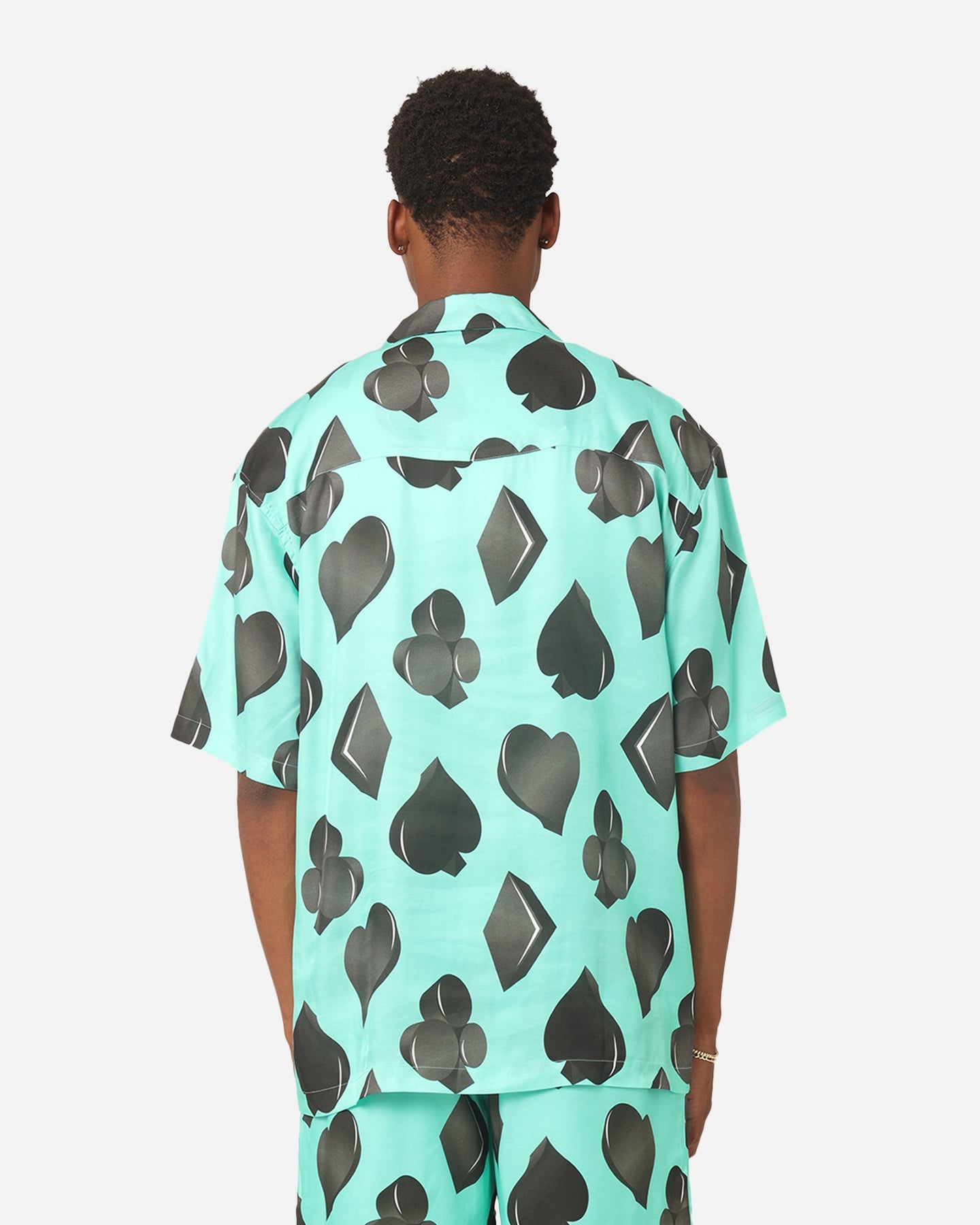 99 Cabana Four Suits Short Sleeve Button Up Shirt Teal/Black