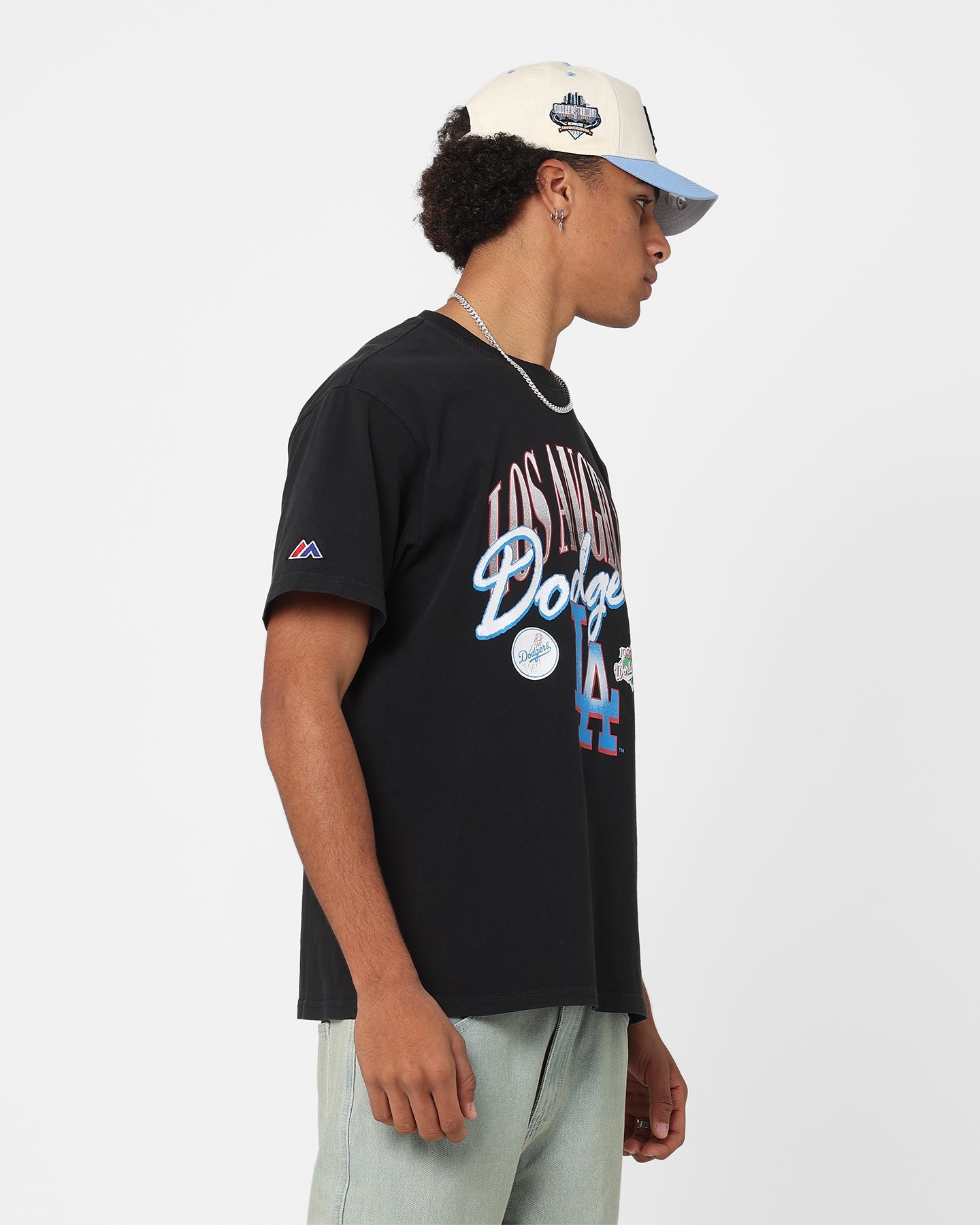 Majestic Athletic Los Angeles Dodgers Script Arch T-Shirt Faded Royal