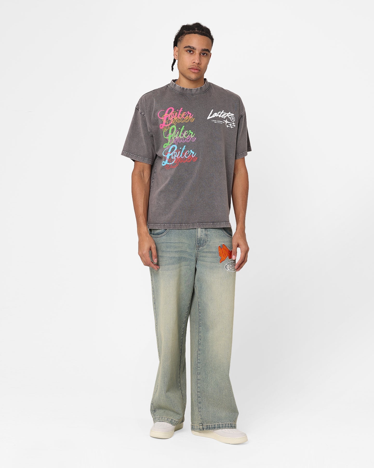 Loiter Stacked T-Shirt Charcoal