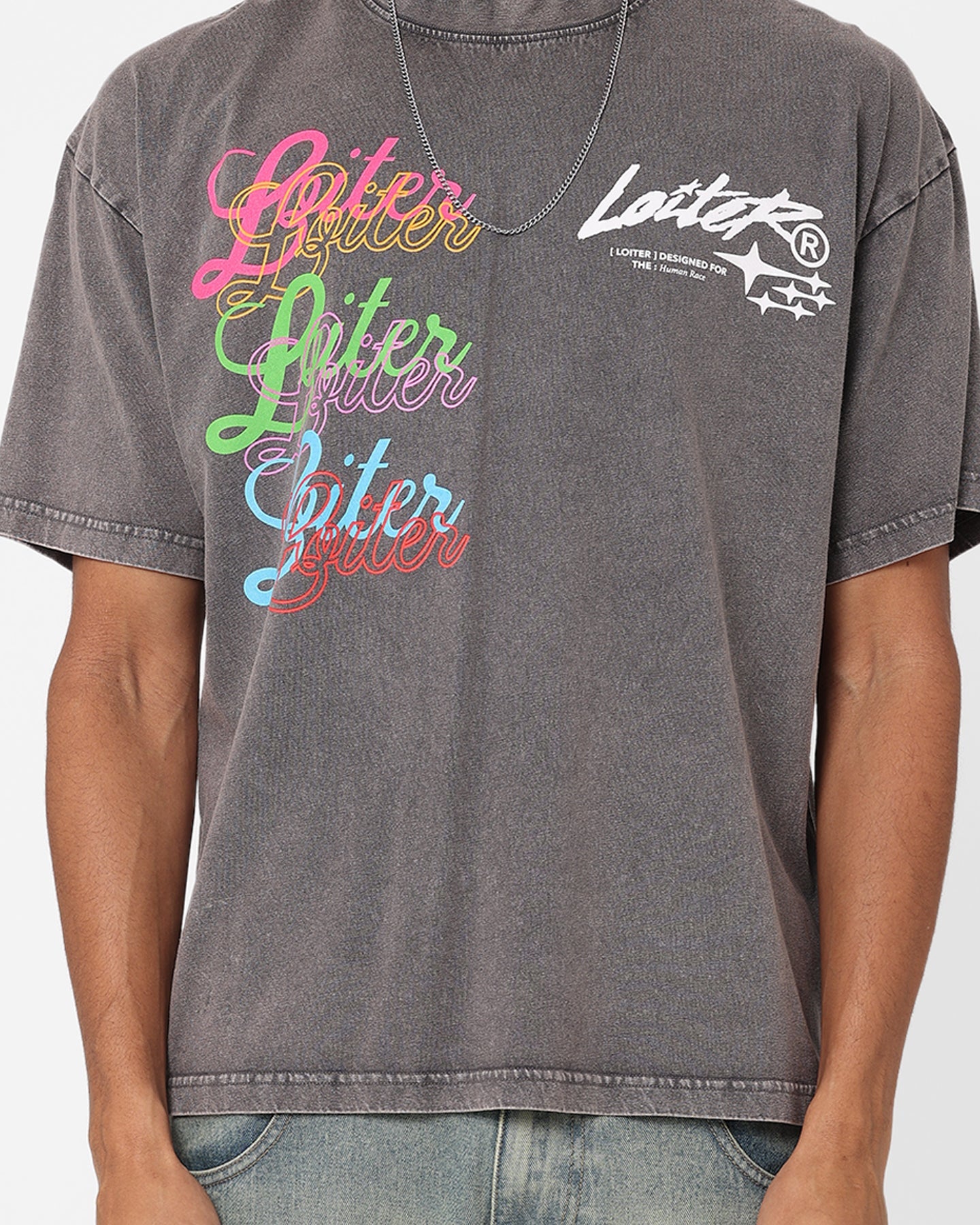 Loiter Stacked T-Shirt Charcoal