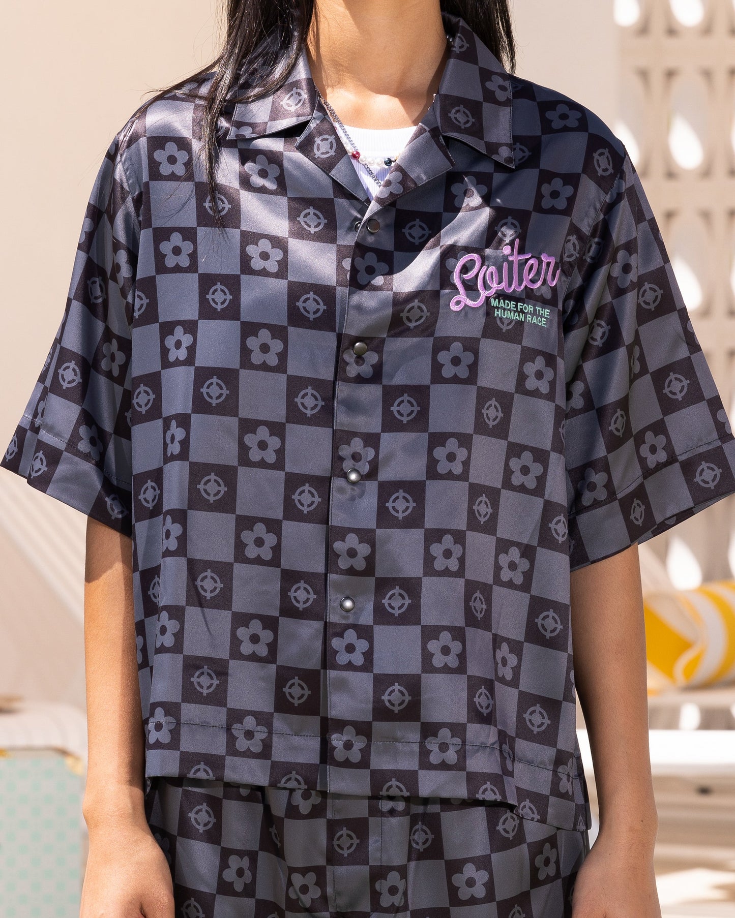 Loiter Midsummer Button Up Shirt Black Style001