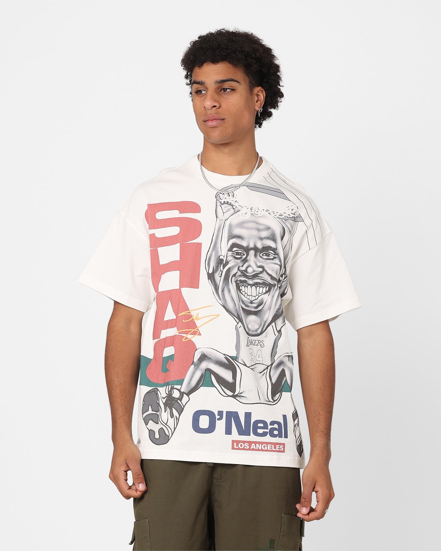 Mitchell & Ness Los Angeles Lakers Shaquille O'Neal Blockade T-Shirt Vintage White