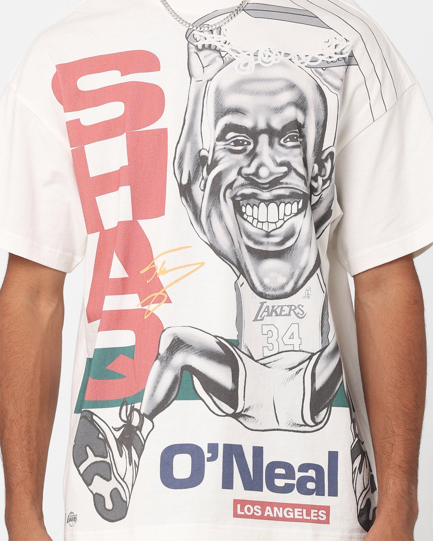 Mitchell & Ness Los Angeles Lakers Shaquille O'Neal Blockade T-Shirt Vintage White