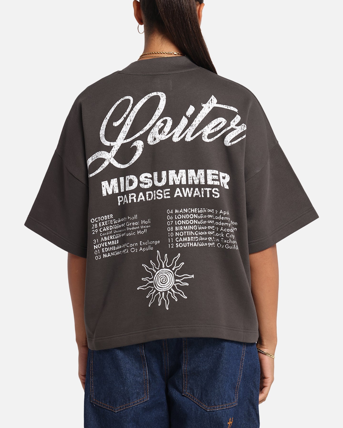Loiter Palm Spring Box T-Shirt Charcoal Style001