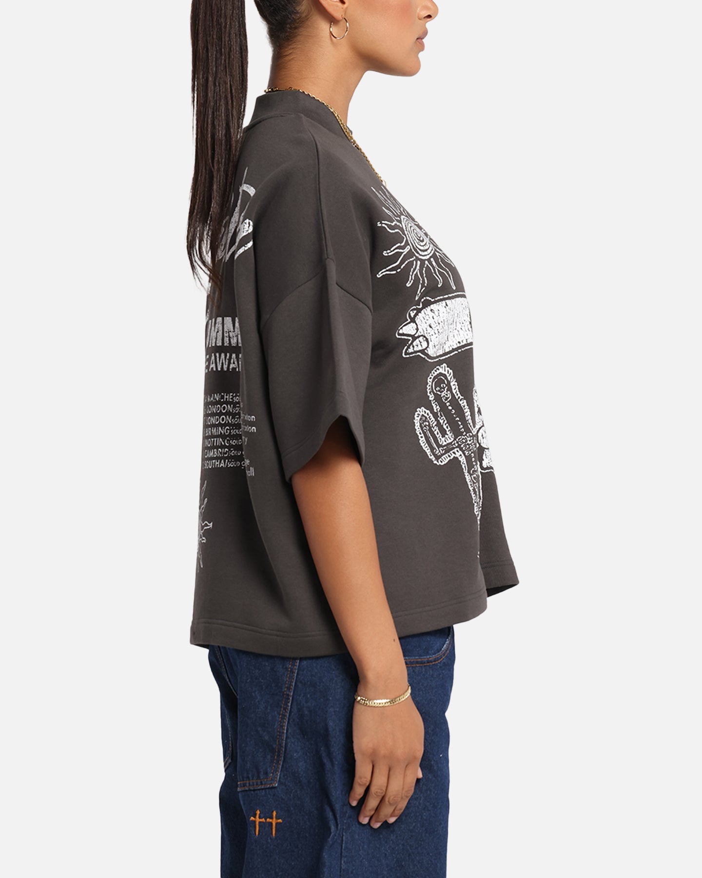 Loiter Palm Spring Box T-Shirt Charcoal Style001