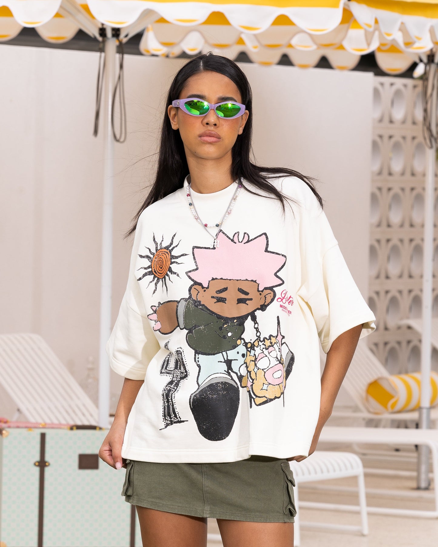 Loiter Palm Spring Box T-Shirt Off White Style001