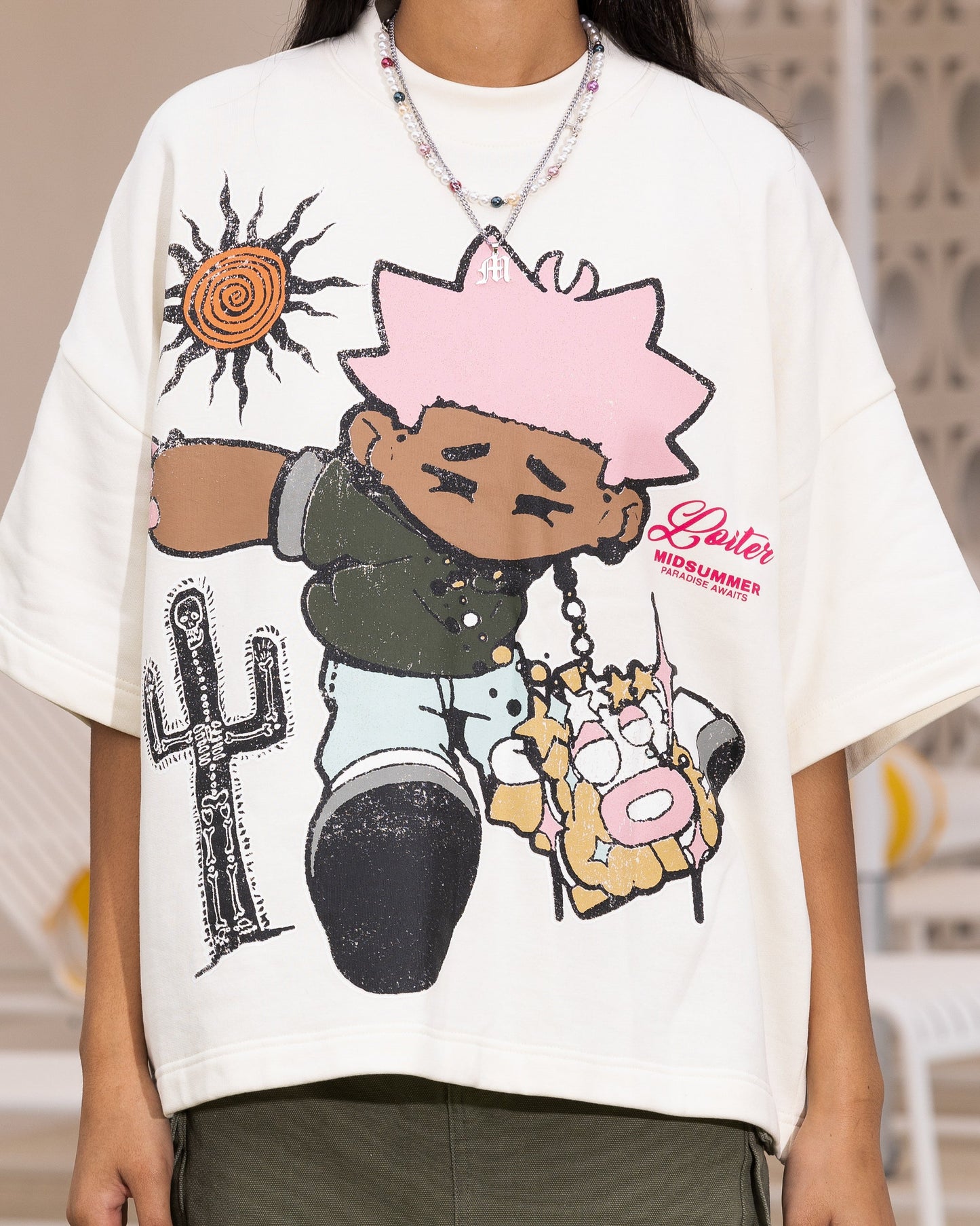 Loiter Palm Spring Box T-Shirt Off White Style001
