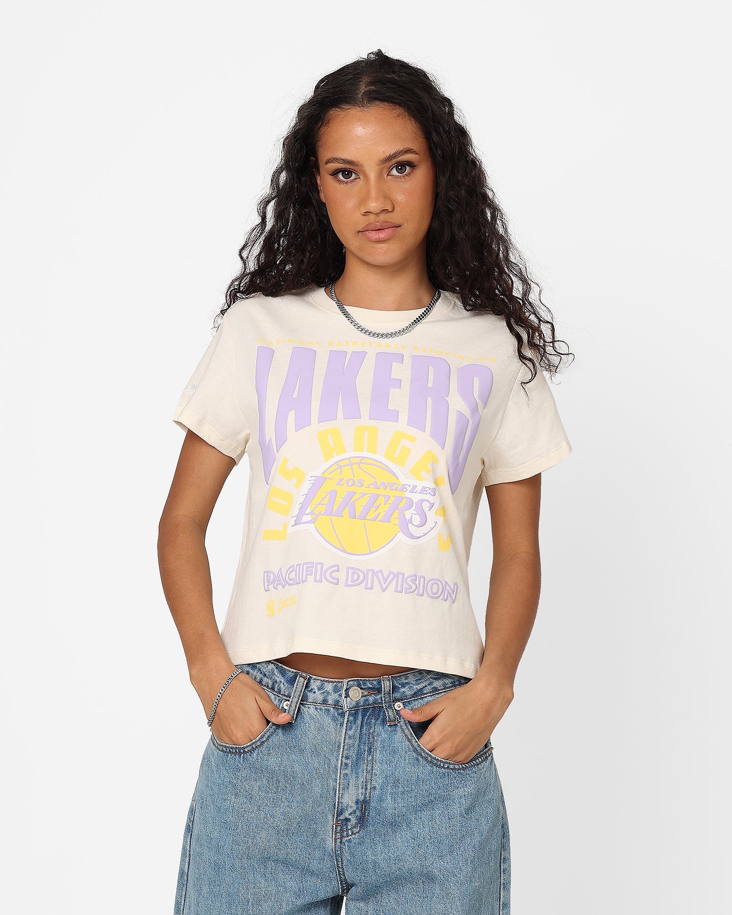 Mitchell & Ness Women's Los Angeles Lakers Baby T-Shirt Unbleached