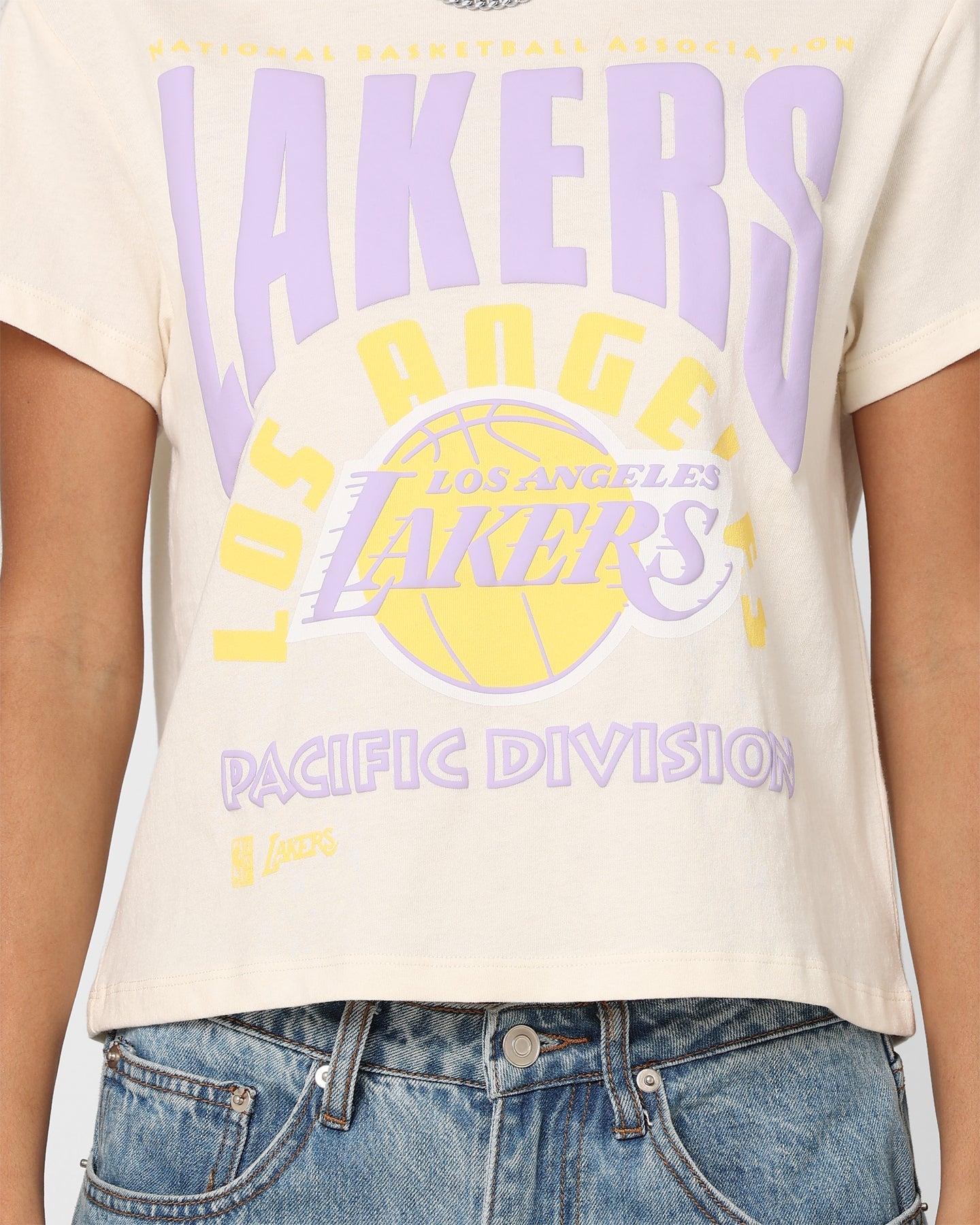 Mitchell & Ness Women's Los Angeles Lakers Baby T-Shirt Unbleached