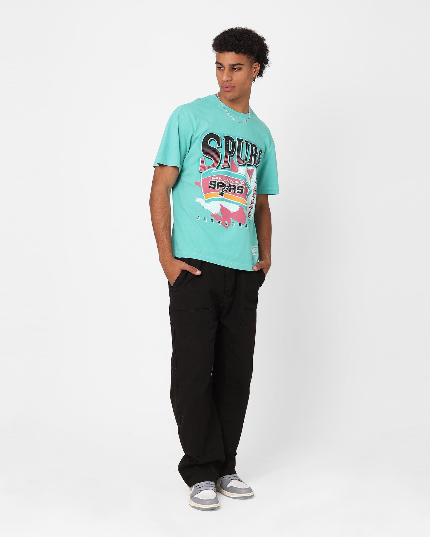 Mitchell & Ness San Antonio Spurs Brush Off T-Shirt Aqua