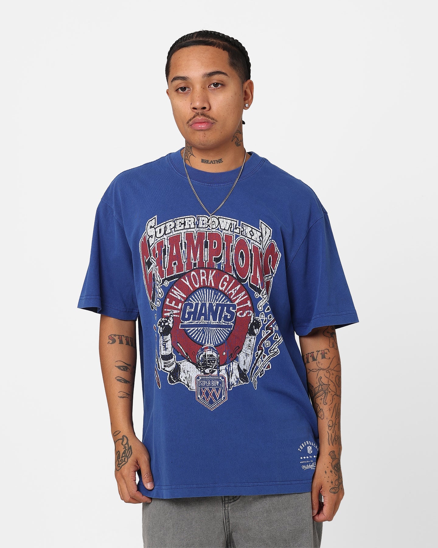 Mitchell & Ness New York Giants Superbowl T-Shirt Blue