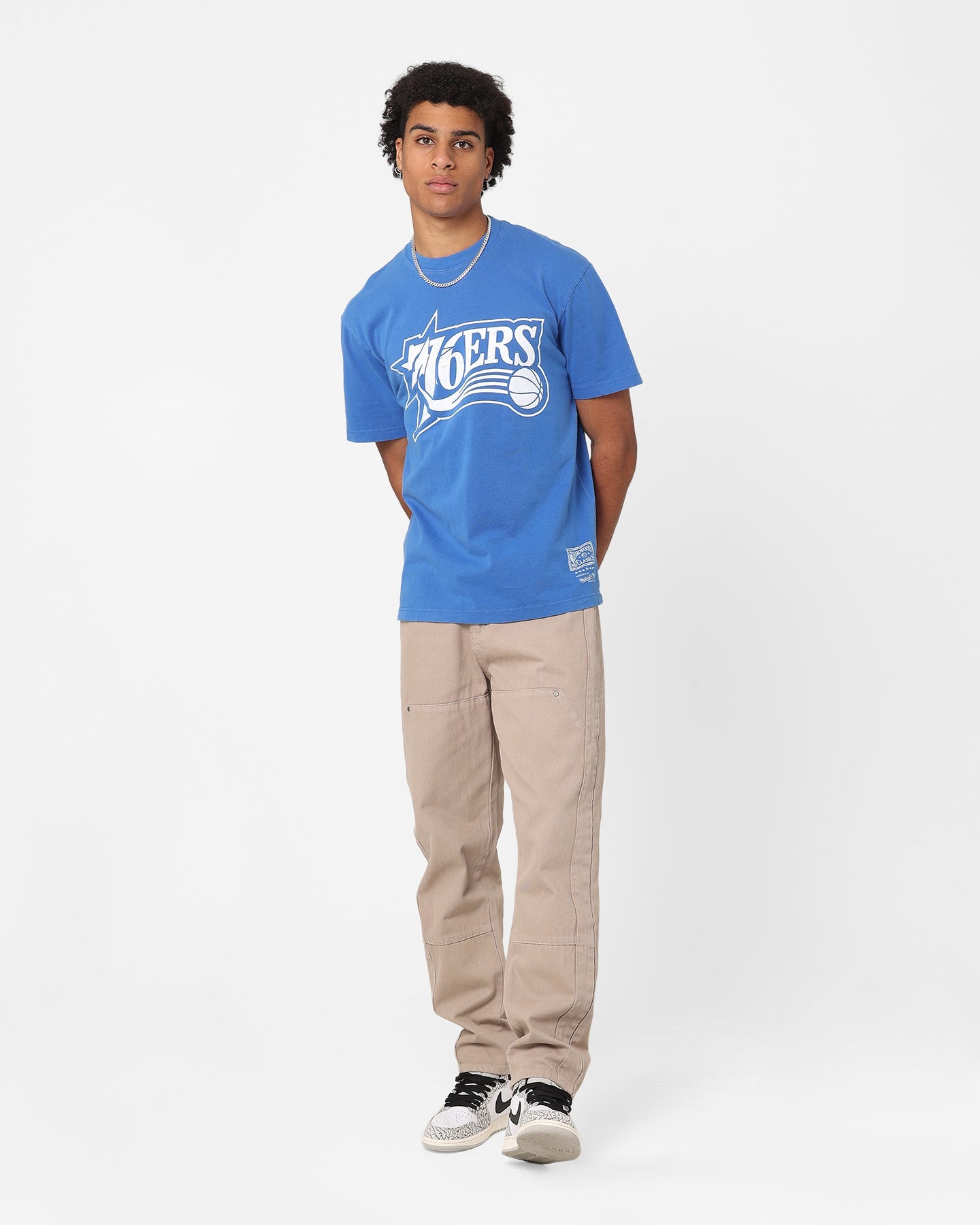 Mitchell & Ness Philadelphia 76ers XL Logo One Colour T-Shirt Faded Royal