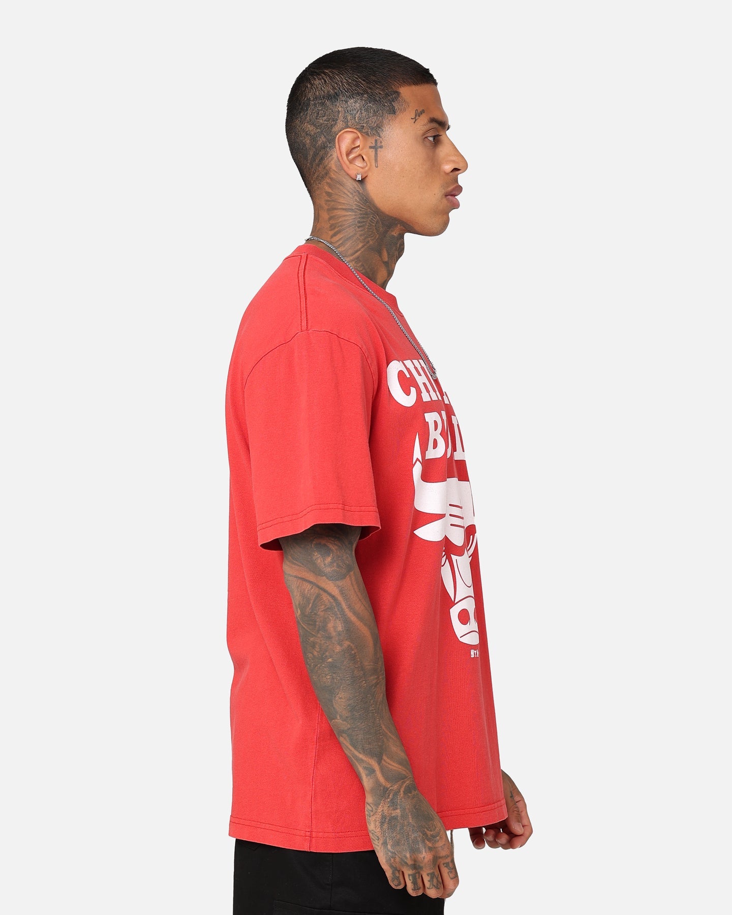 Mitchell & Ness Chicago Bulls XL Logo One Colour T-Shirt Faded Red
