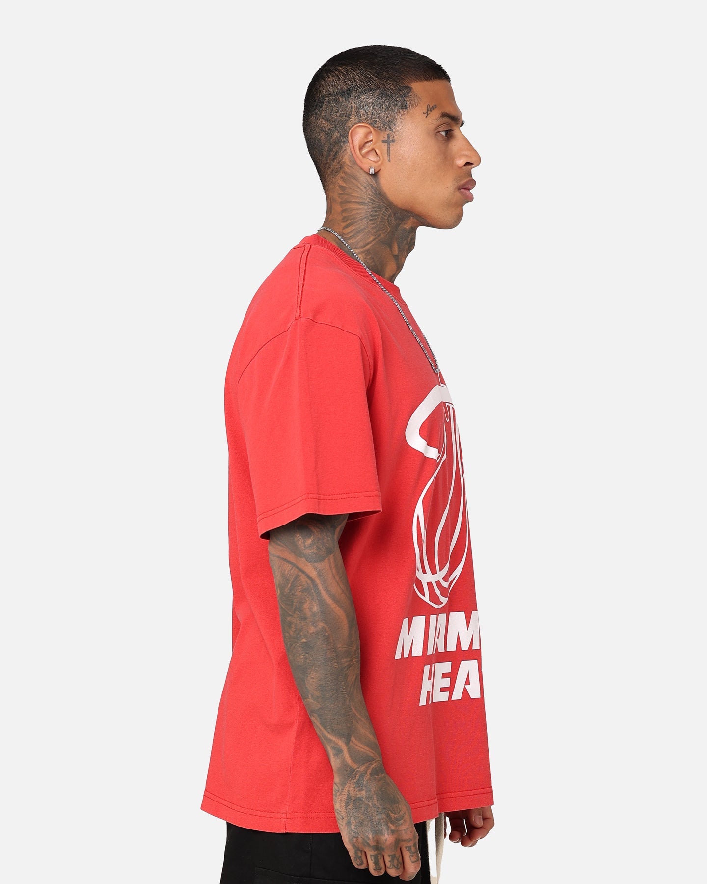 Mitchell & Ness Miami Heat XL Logo One Colour T-Shirt Faded Red