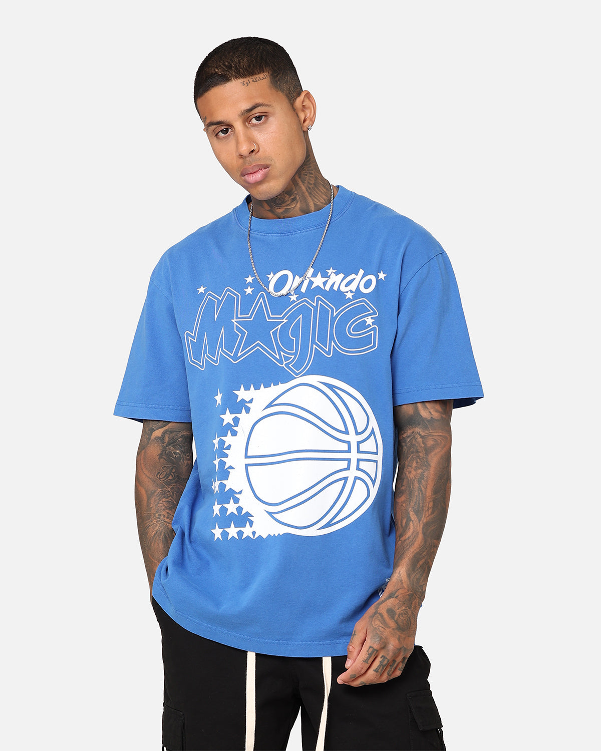 Mitchell & Ness Orlando Magic XL Logo One Colour T-Shirt Faded Royal