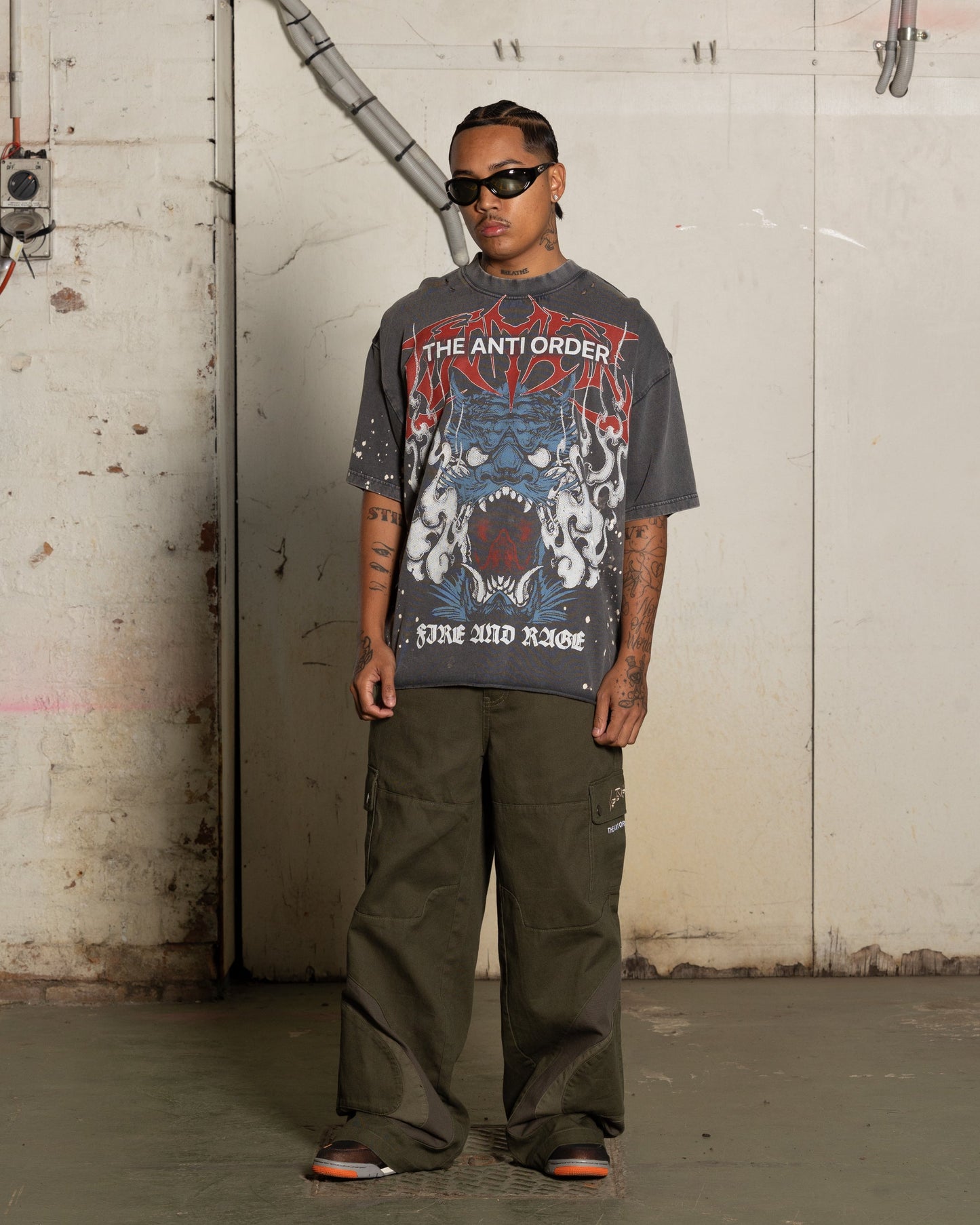 Loiter X The Anti Order Anti Human Tour Vintage T-Shirt Vintage Charcoal