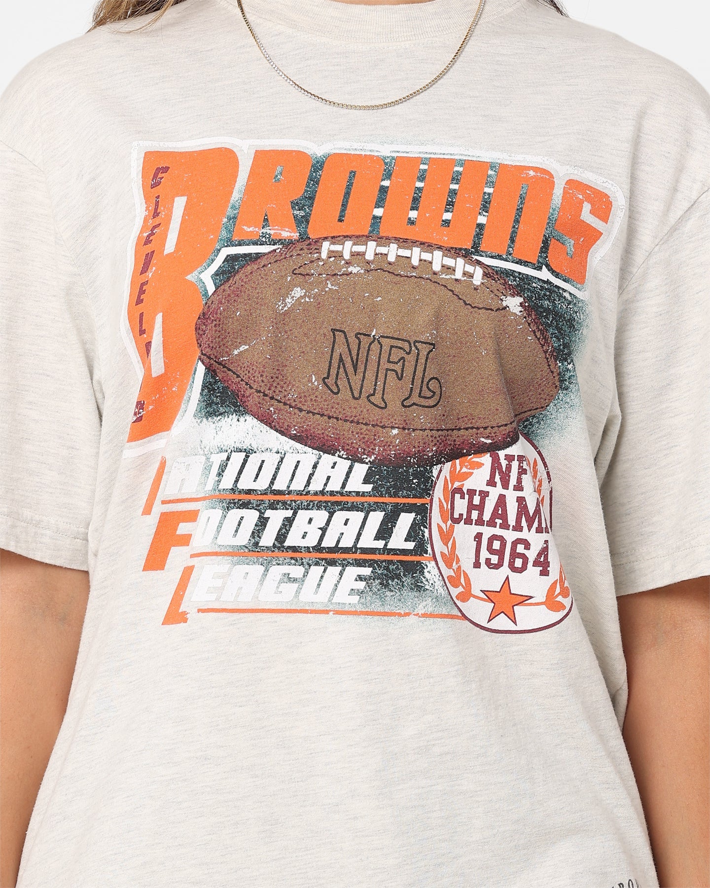 Mitchell & Ness Women's Cleveland Browns Vintage Superbowl Champ T-Shirt Vintage White Marle
