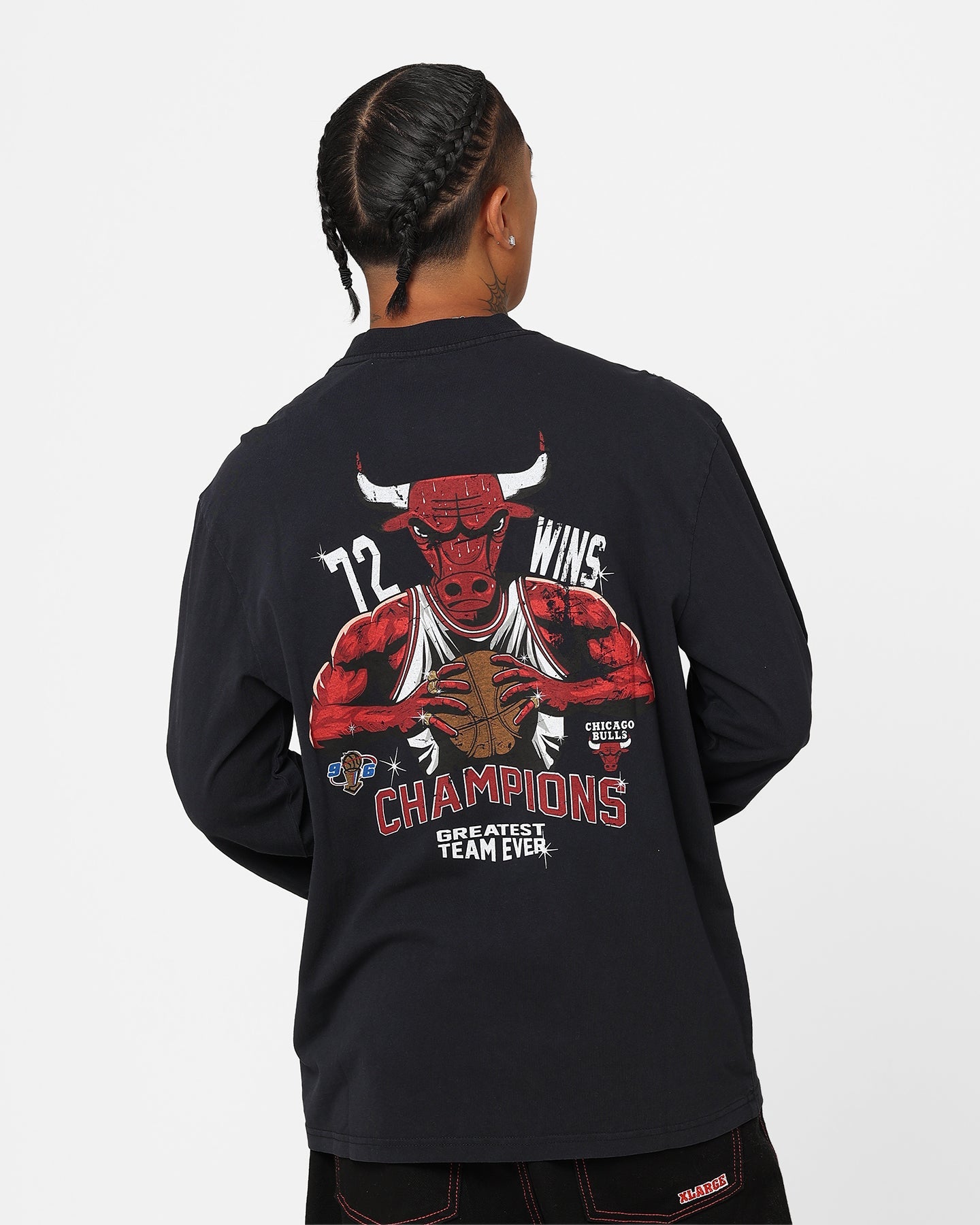 Mitchell & Ness Chicago Bulls 72 Bulls Record Long Sleeve Shirt Faded Black
