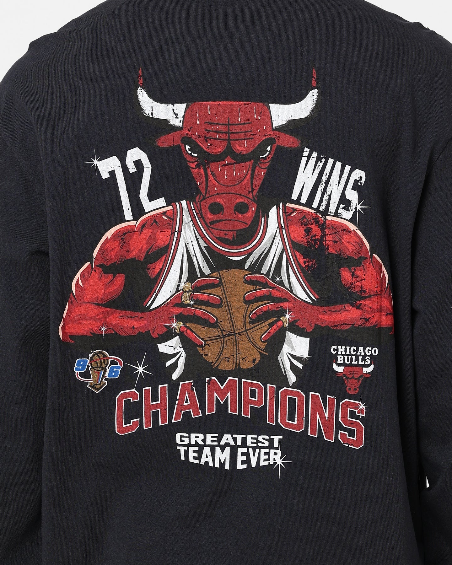 Mitchell & Ness Chicago Bulls 72 Bulls Record Long Sleeve Shirt Faded Black