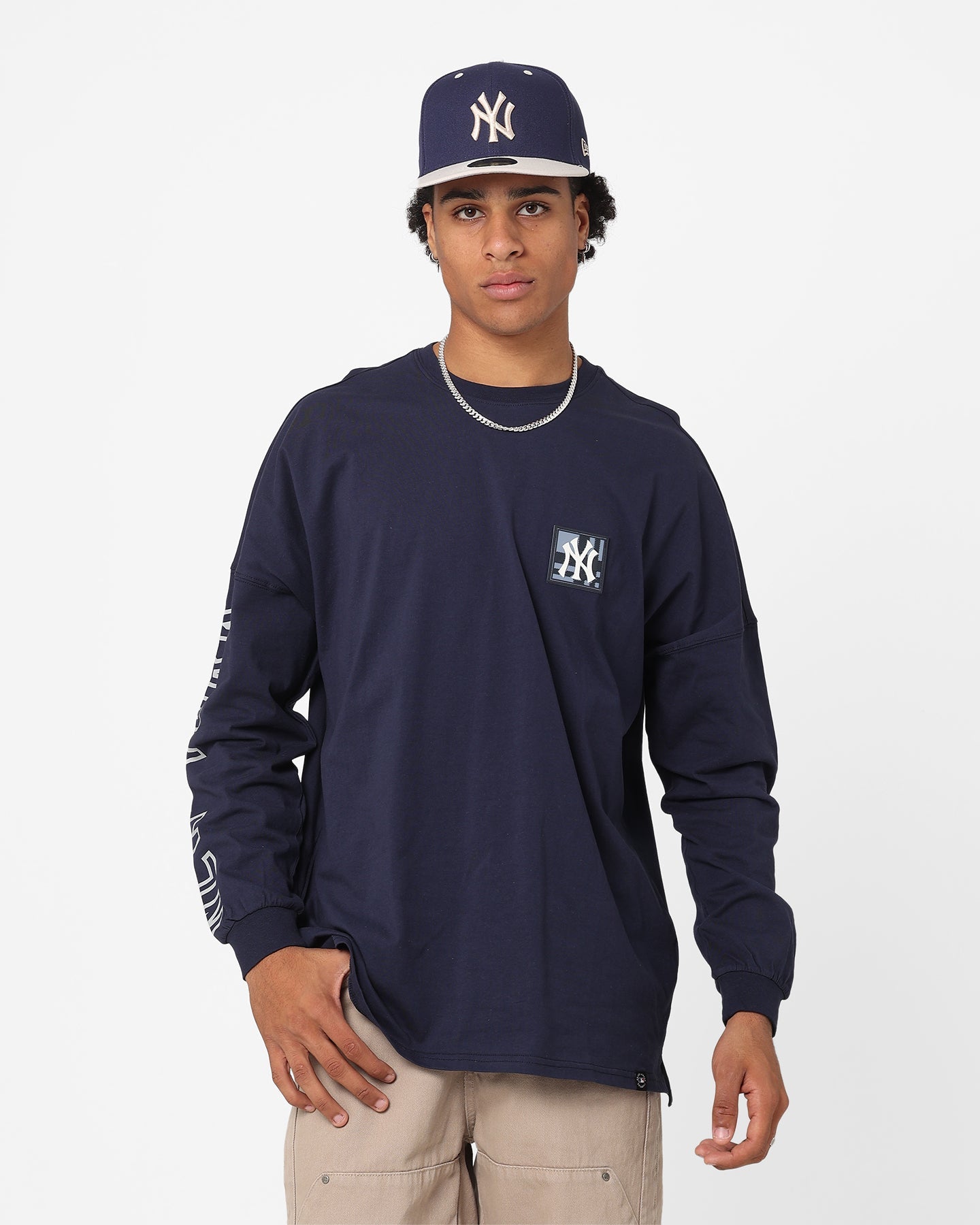 Majestic Athletic New York Yankees Checker Badge Long Sleeve T-Shirt True Navy