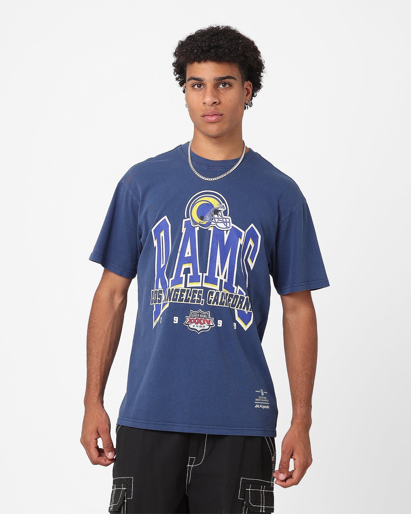 Majestic Athletic Los Angeles Rams Super Champ Arch T-Shirt Faded Navy