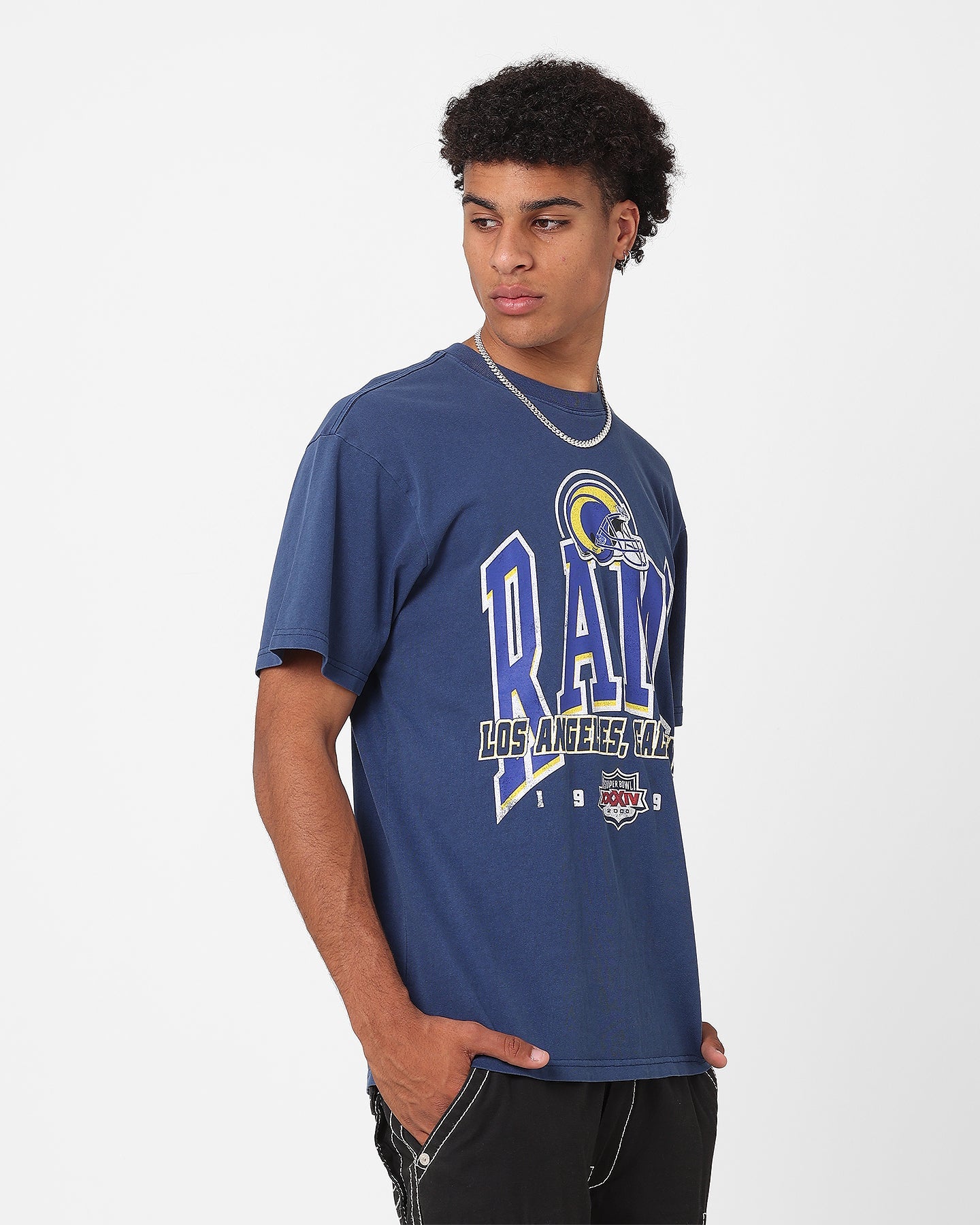 Majestic Athletic Los Angeles Rams Super Champ Arch T-Shirt Faded Navy
