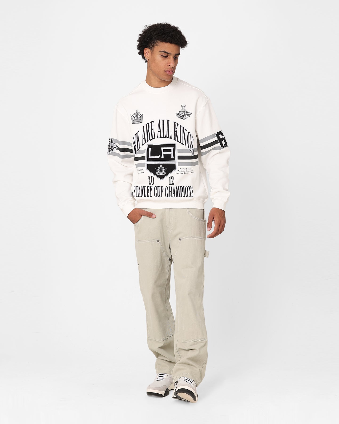 Majestic Athletic Los Angeles Kings We Are All Kings Crewneck Sweatshirt Optic White