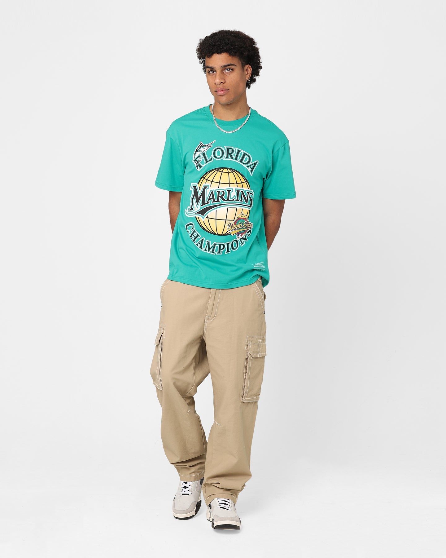 Majestic Florida Marlins World Series Champ T-Shirt Faded Teal