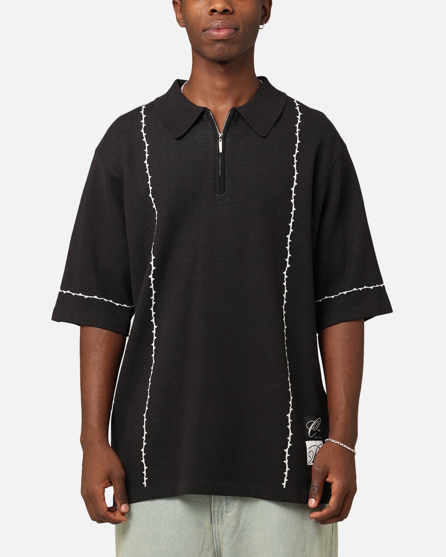 Carr√© Thorny 1/4 Zip Polo Shirt Black