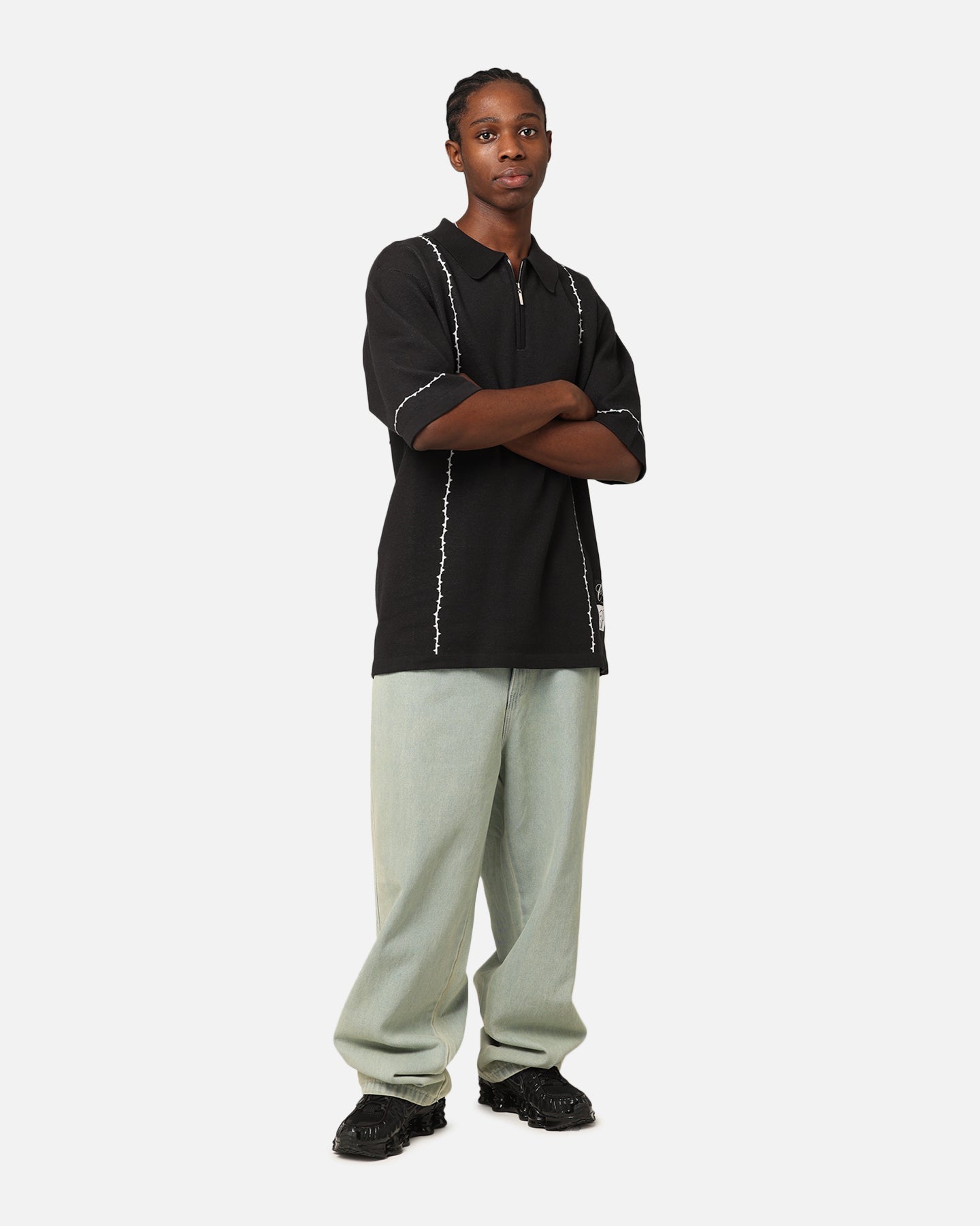 Carr√© Thorny 1/4 Zip Polo Shirt Black
