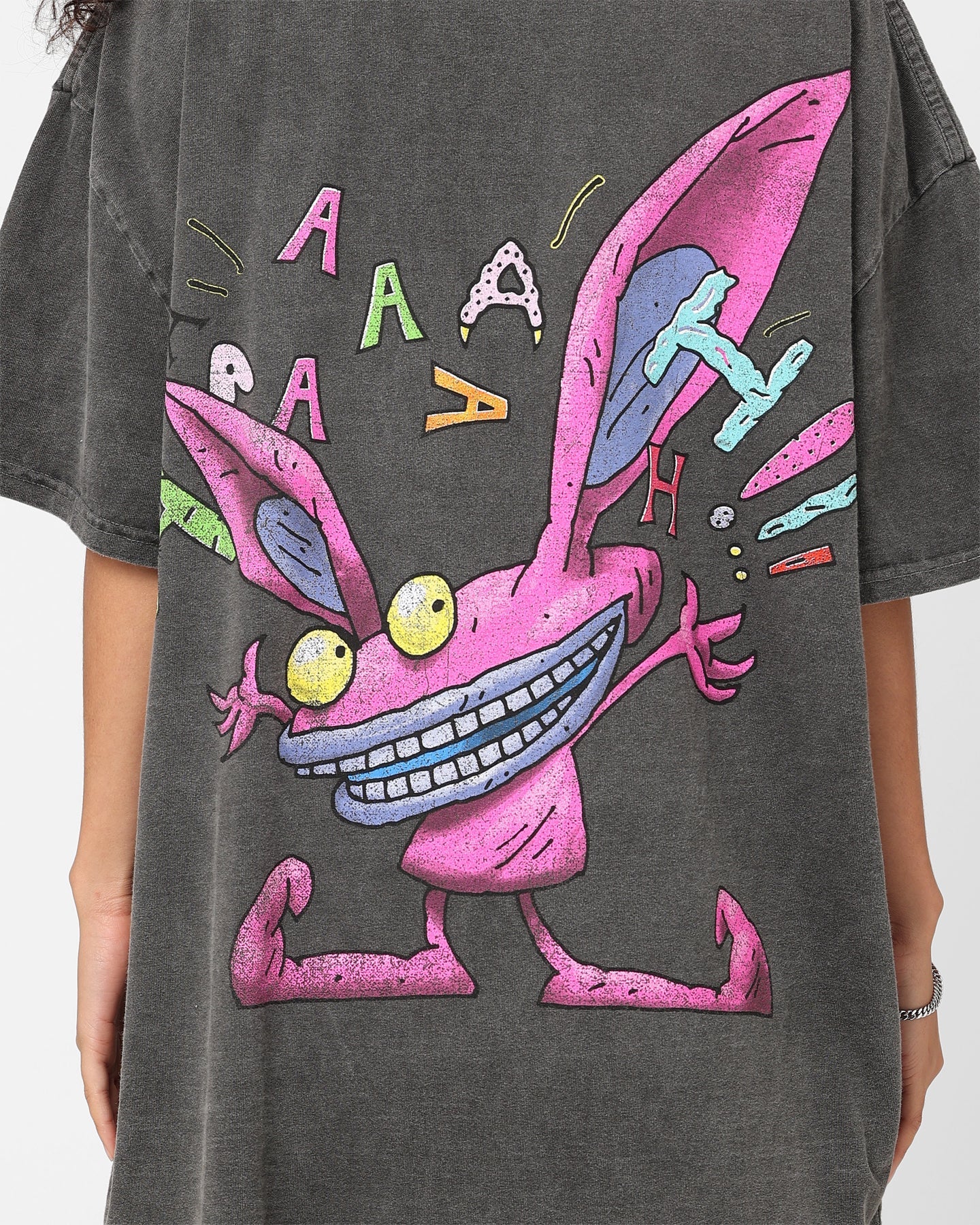 American Thrift x Aaahh!!! Real Monsters Monsters Heavyweight Vintage T-Shirt Black Wash Style001