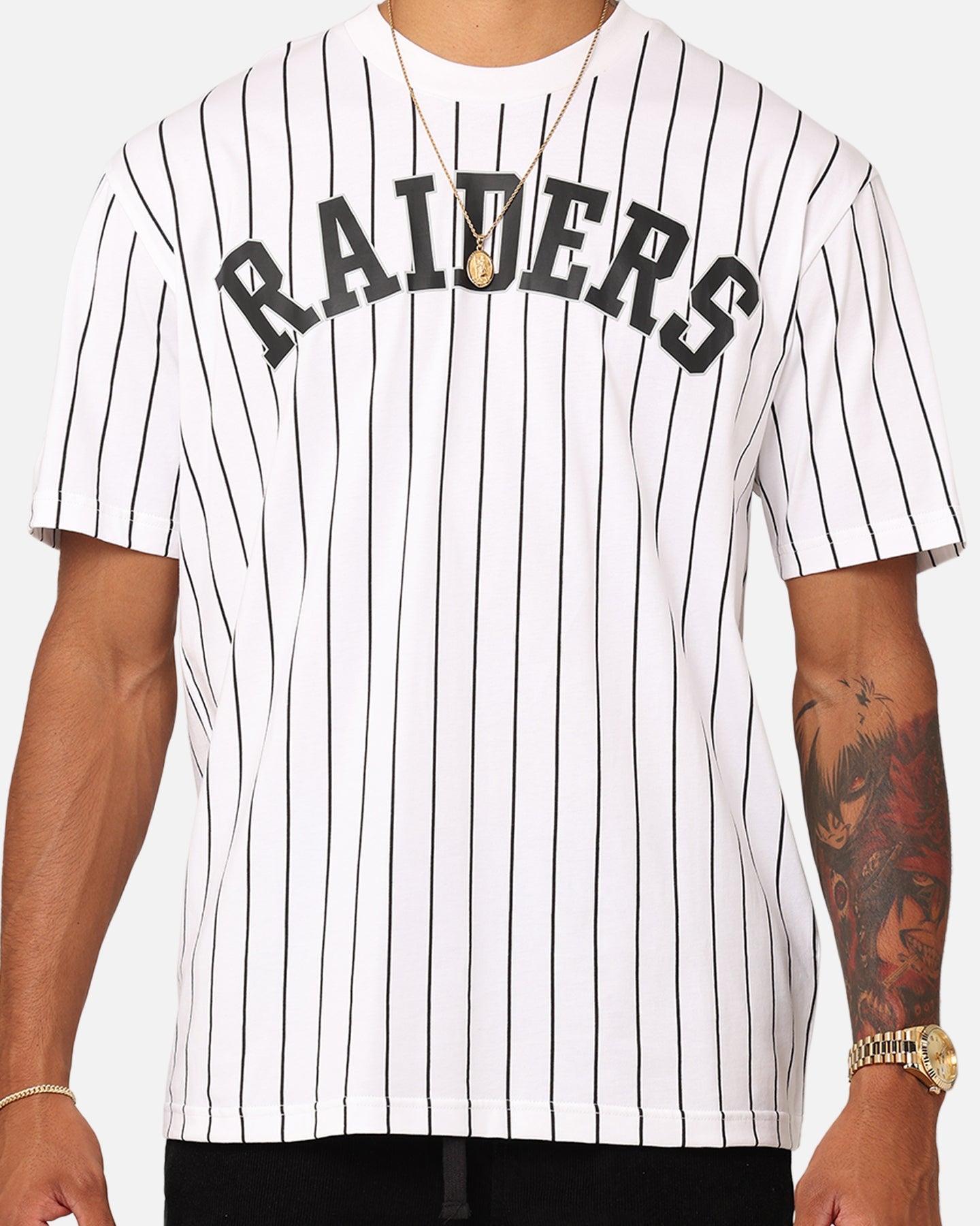 New Era Las Vegas Raiders Oversized T-Shirt White Pinstripe
