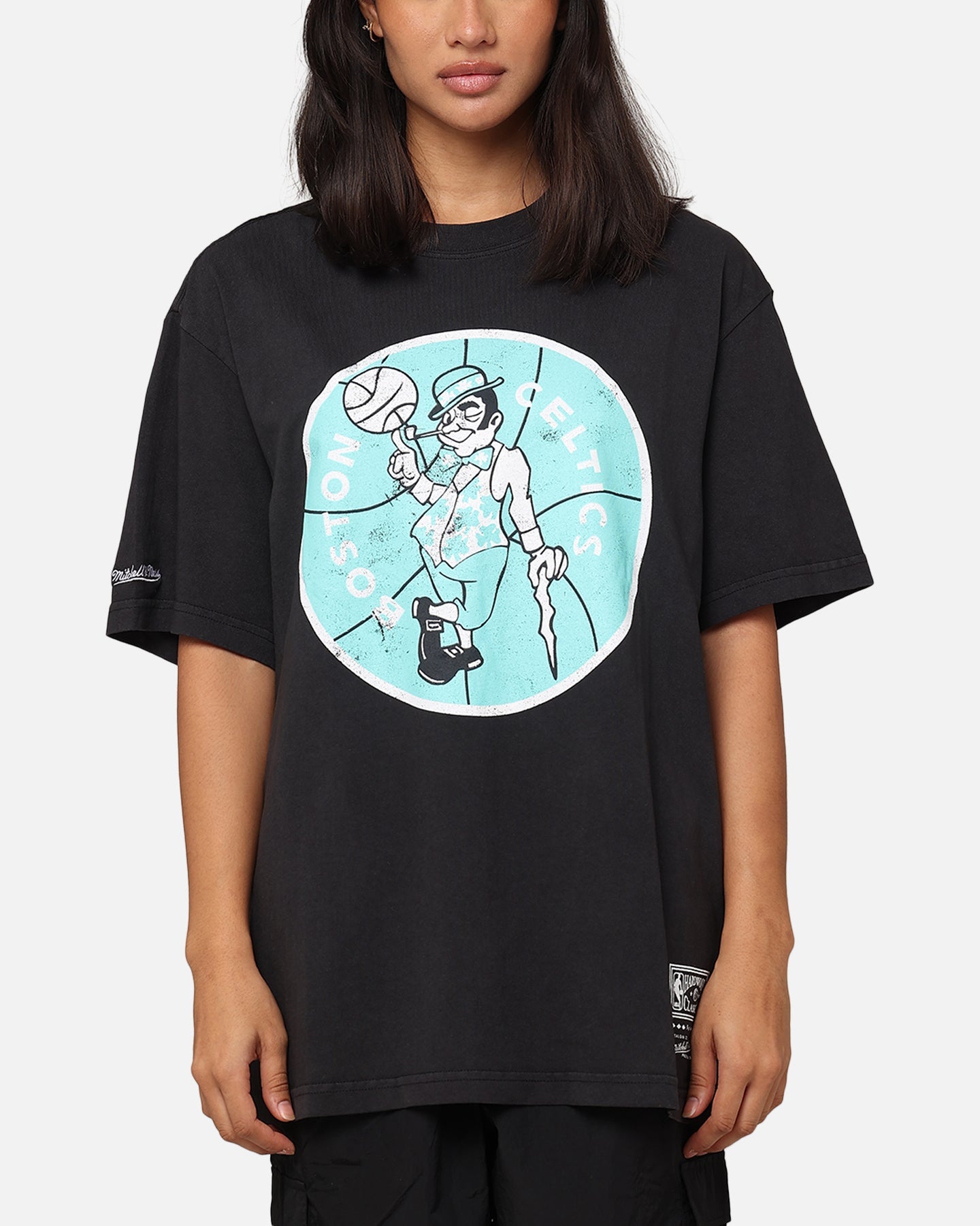 Mitchell & Ness Boston Celtics Ice Blue Logo T-Shirt Faded Black Style001