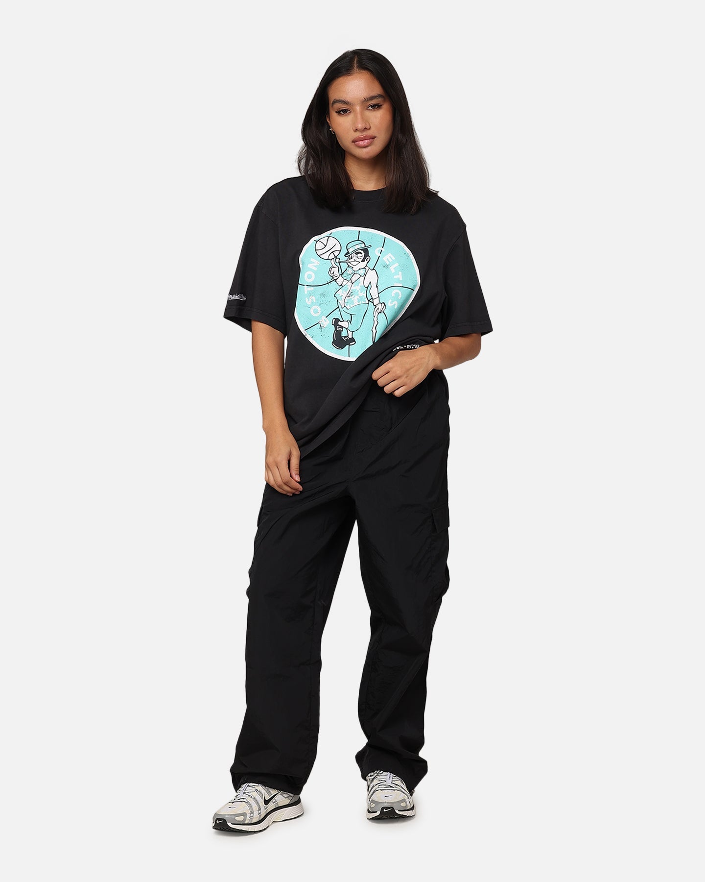 Mitchell & Ness Boston Celtics Ice Blue Logo T-Shirt Faded Black Style001