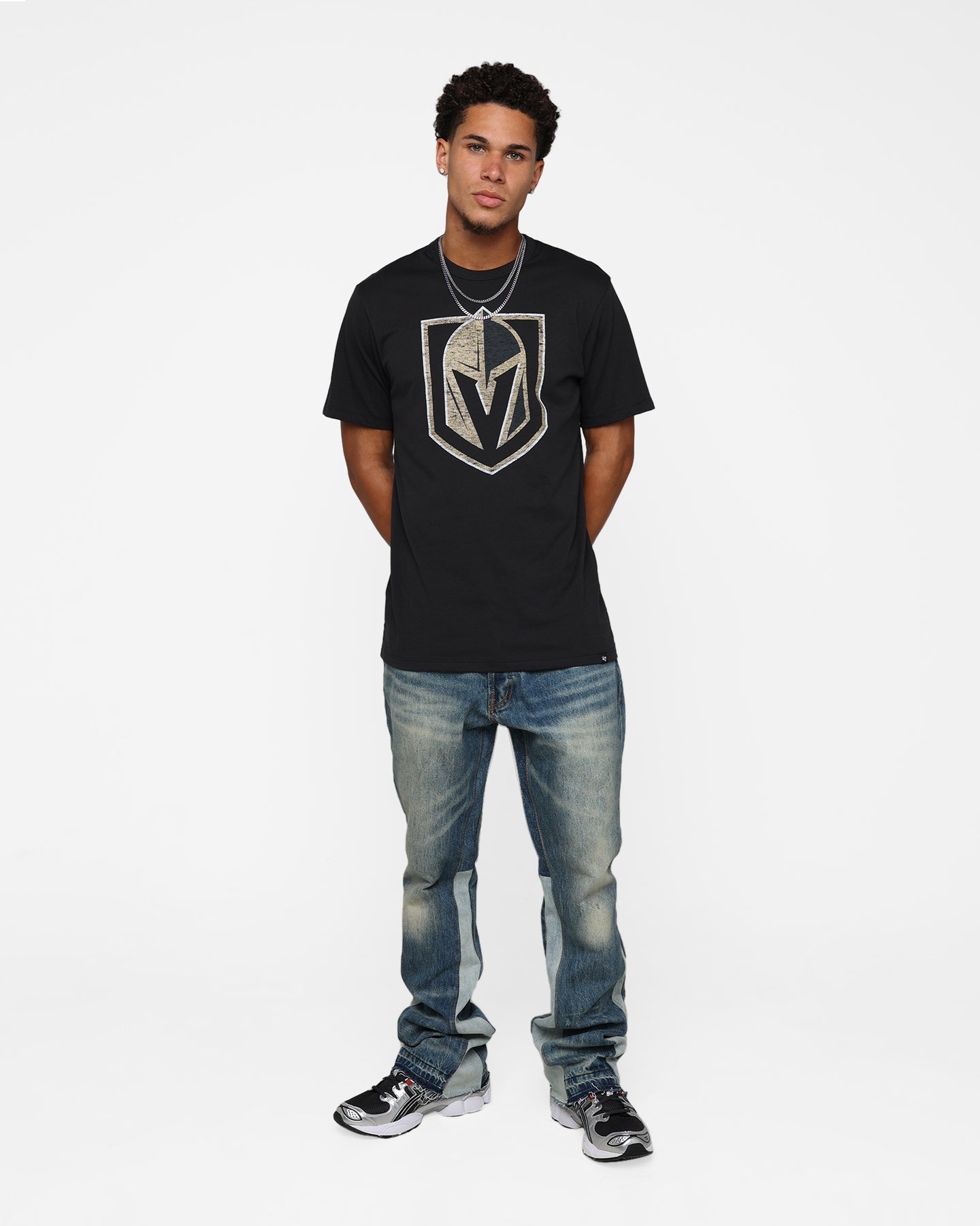 47 Brand Vegas Golden Knights Flint Black T-Shirt Black Style001