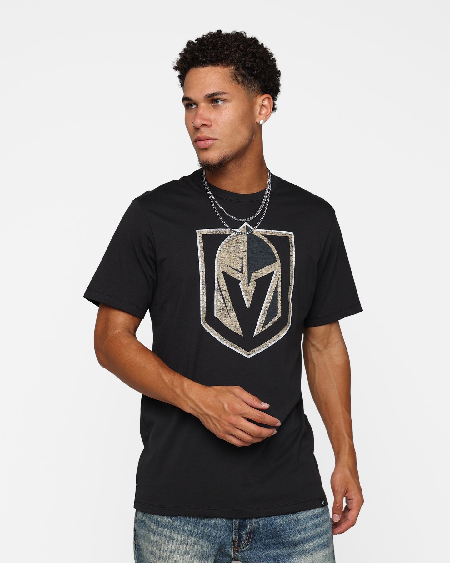 47 Brand Vegas Golden Knights Flint Black T-Shirt Black Style001