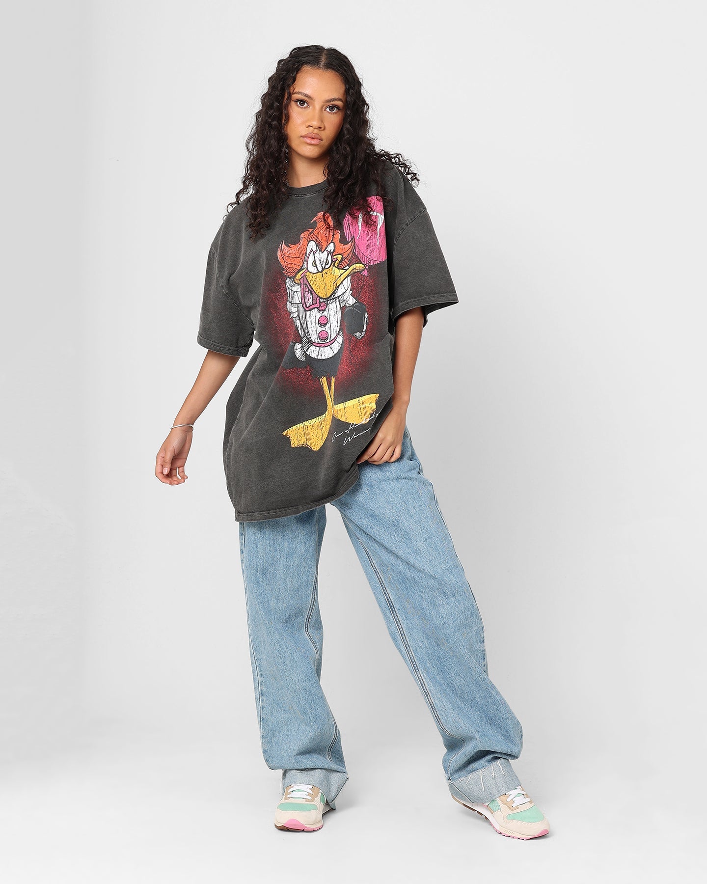 American Thrift X Warner Bros. Daffywise Heavyweight Vintage T-Shirt Black Wash Style001