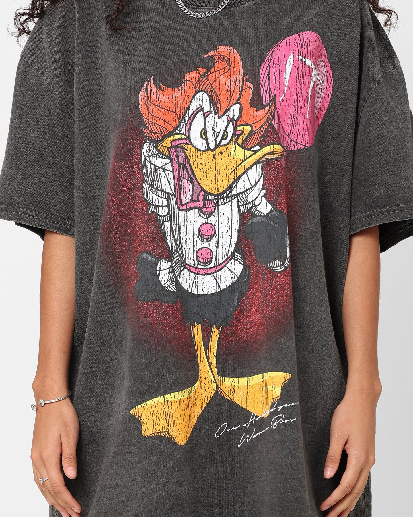 American Thrift X Warner Bros. Daffywise Heavyweight Vintage T-Shirt Black Wash Style001