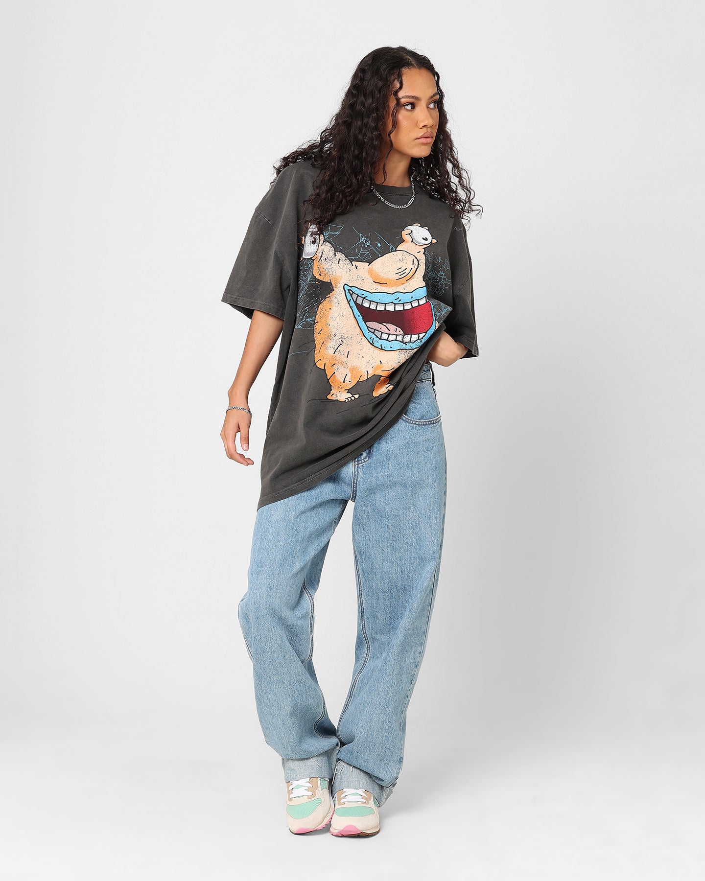 American Thrift X Aaahh!!! Real Monsters Krum Heavyweight Vintage T-Shirt Black Wash Style001