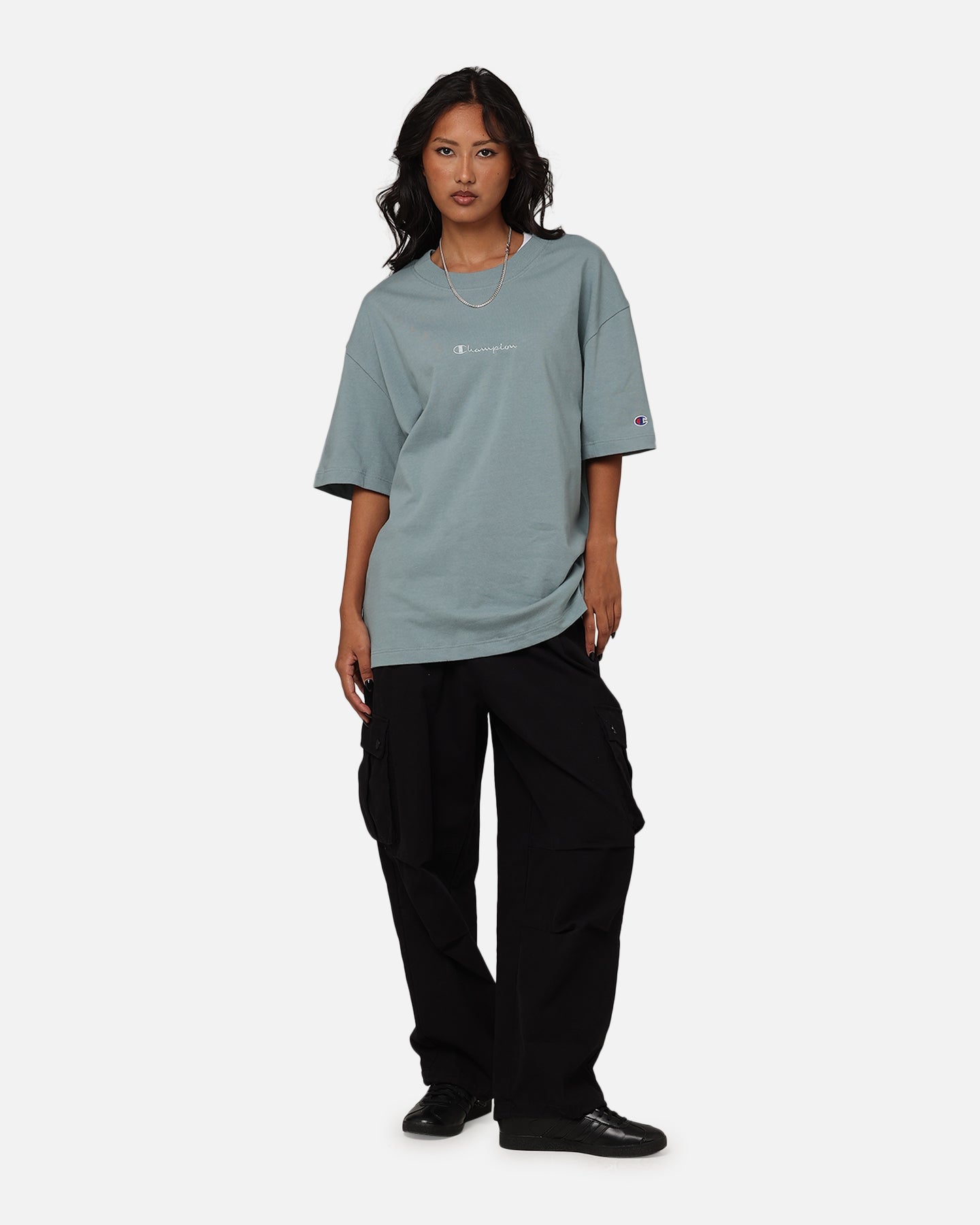 Champion Heritage New Script T-Shirt Sage Shimmer Green Style001