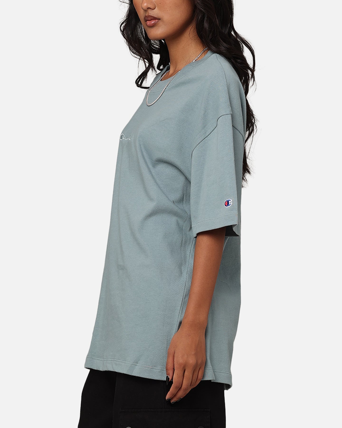 Champion Heritage New Script T-Shirt Sage Shimmer Green Style001