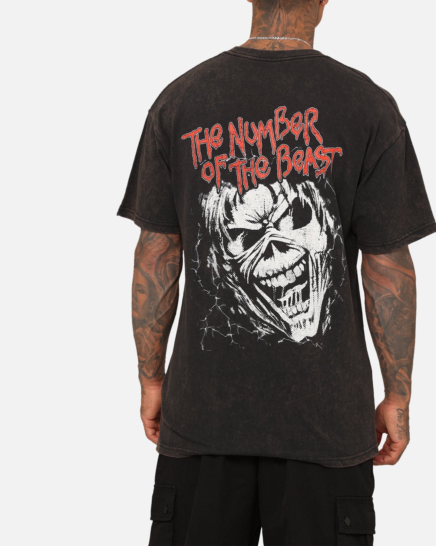 Iron Maiden Eddie Big Hand Vintage T-Shirt Black Wash