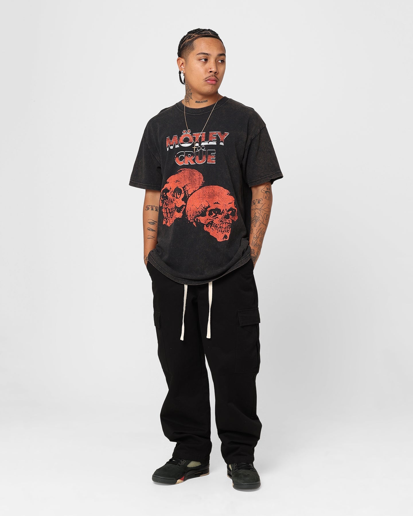 Motley Crue Red Skulls T-Shirt Black Wash