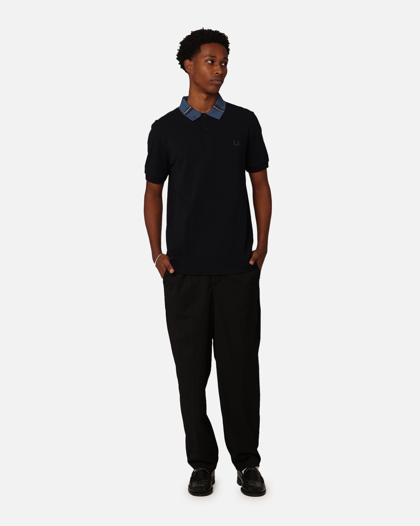 Fred Perry Graphic Collar Polo Shirt Navy