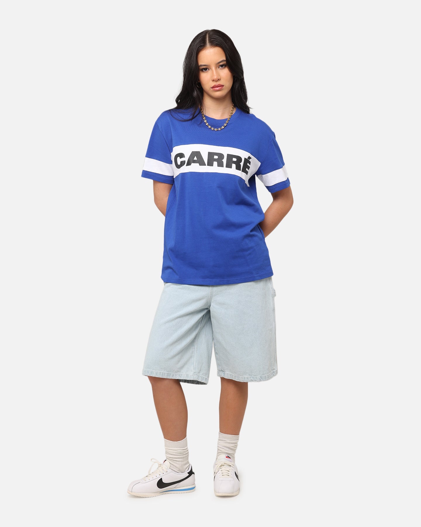Carre Bars T-Shirt Royal/White Style001