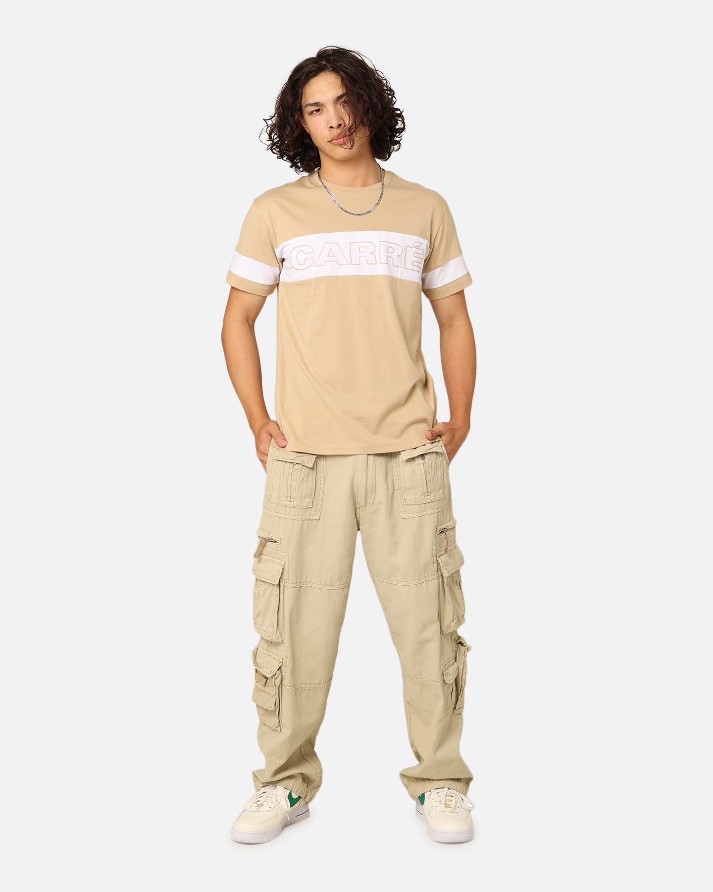 Carre Bars T-Shirt Stone/White