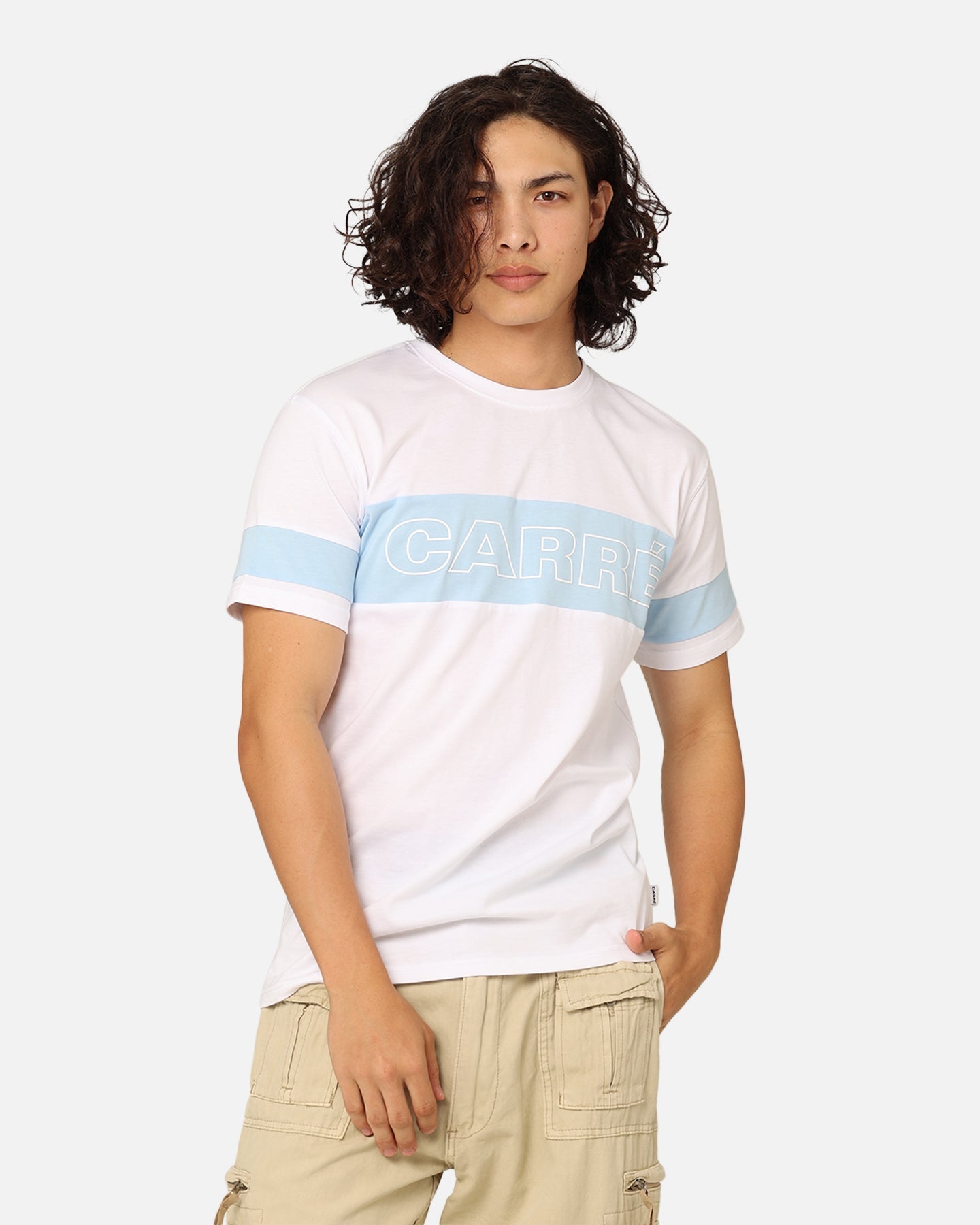 Carre Bars T-Shirt White/Light Blue