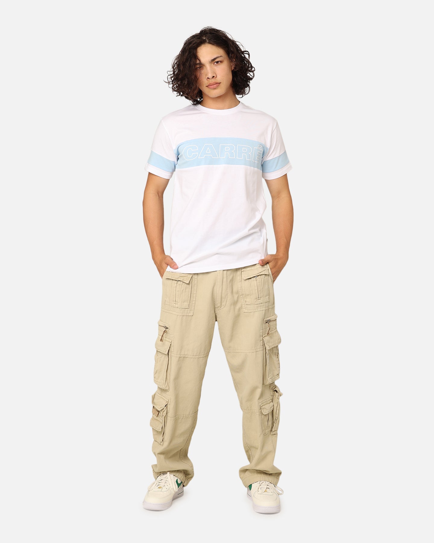 Carre Bars T-Shirt White/Light Blue
