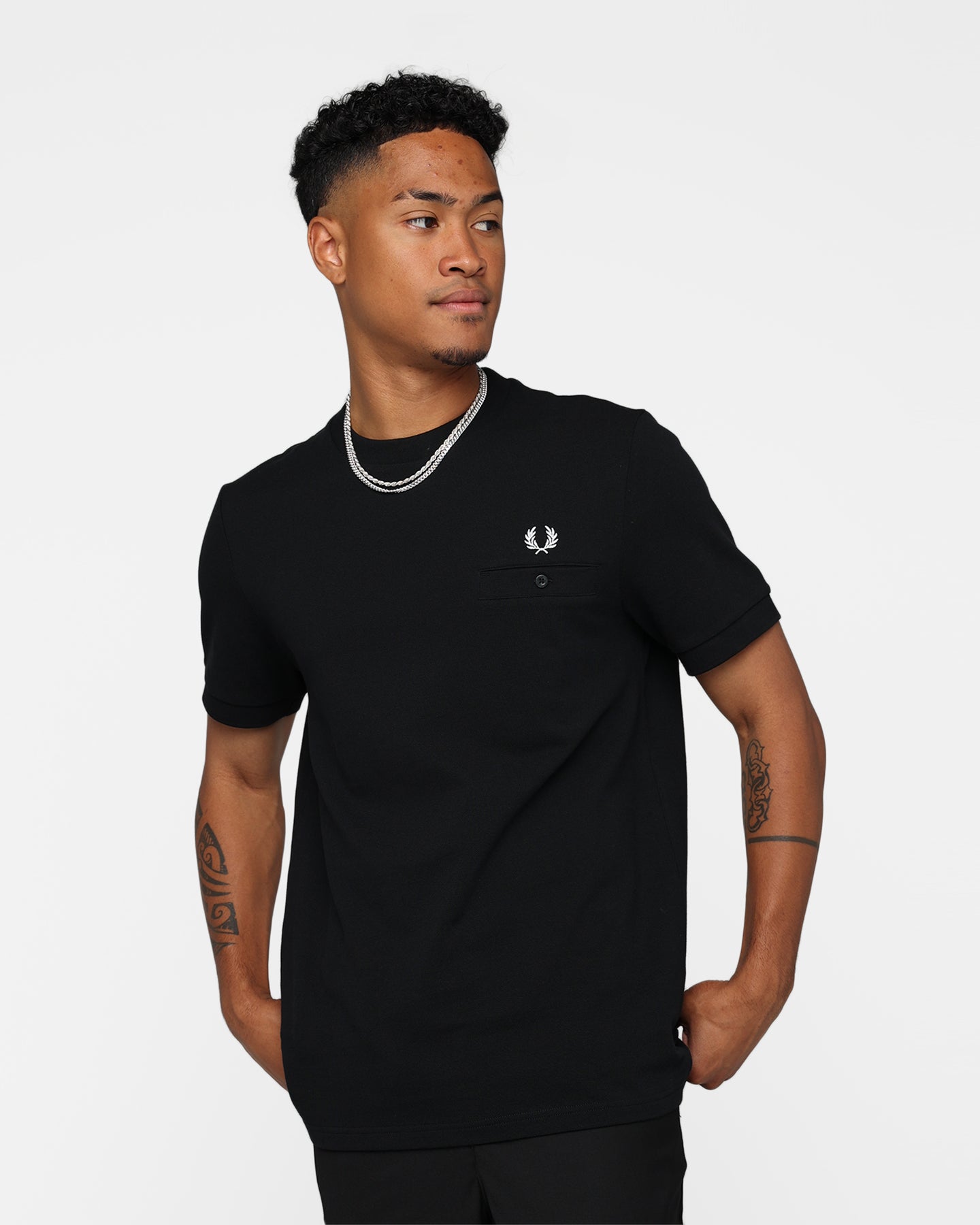 Fred Perry Pocket Detail Piqu√© T-Shirt Black